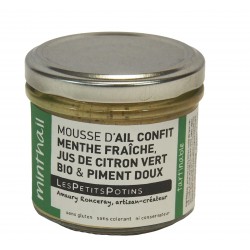 Confit garlic mousse and fresh mint