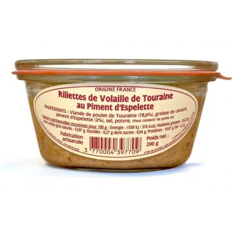 Rillettes de volaille de touraine au piment d'Espelette